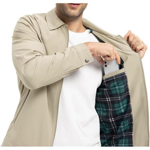 Men's Light Jackets Lightweight Bomber Jackets Windbreakers with Zip Pockets - Picture 6 of 8